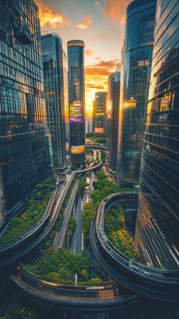 Футуристические города скачать фон 1080 x 1920