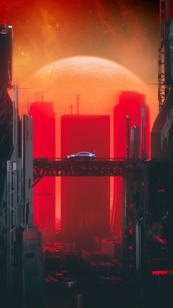 Cyberpunk city неон скачать фон 2160 x 3840