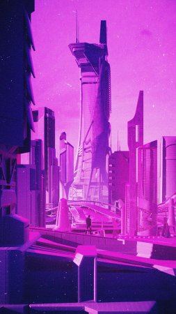 Город киберпанк скачать фон 1080 x 1920