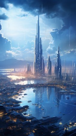 Космические города будущего скачать фон 1080 x 1920