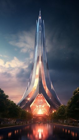 Футуристическая архитектура ночного города скачать фон 1080 x 1920