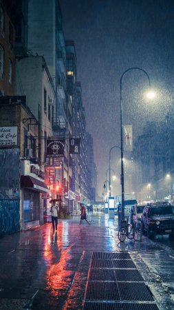 New york city rain скачать фон 1080 x 1920