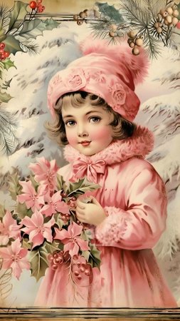 Vintage pink christmas image скачать фон 1080 x 1920