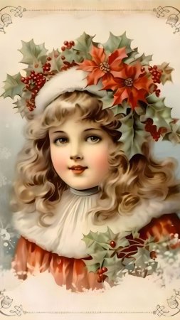 Винтажная рождественская открытка скачать фон 1080 x 1920