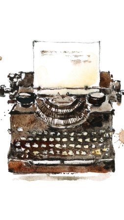 Typewriter drawing скачать фон 1424 x 2532