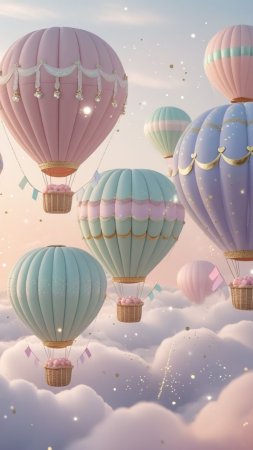 Обои с пастельными воздушными шарами