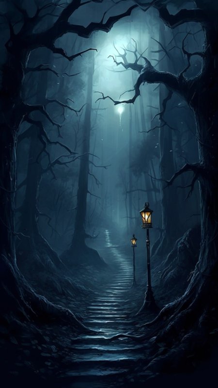 Лес ночной скачать фон 1080 x 1920