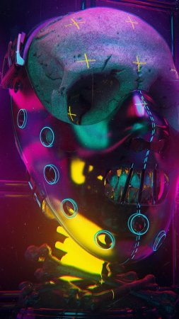 Cyberpunk 2077 art череп