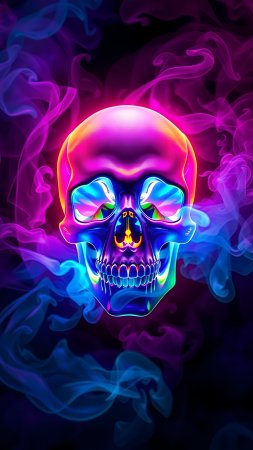 Неоновые обои со скелетом от nerdyisemo