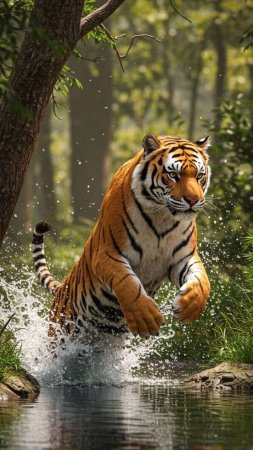Водяной тигр скачать фон 1424 x 2532