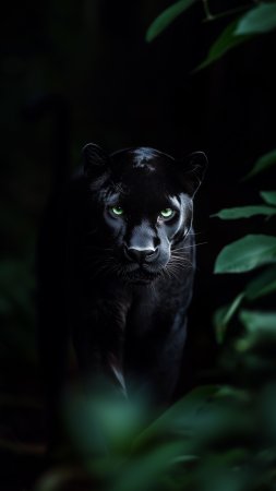 Черная пантера животное скачать фон 2160 x 3840