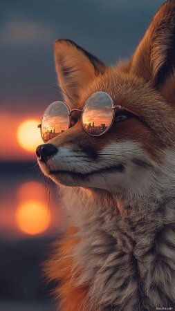 Лиса в очках скачать фон 2160 x 3840