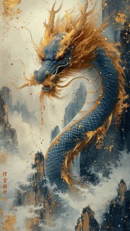 Китайский дракон арт фэнтези скачать фон 1080 x 1920