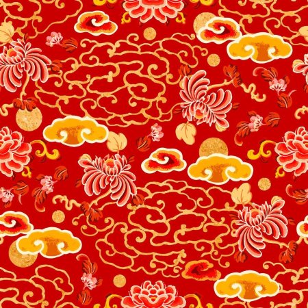 Chinese red and gold pattern скачать фон 2048 x 2048