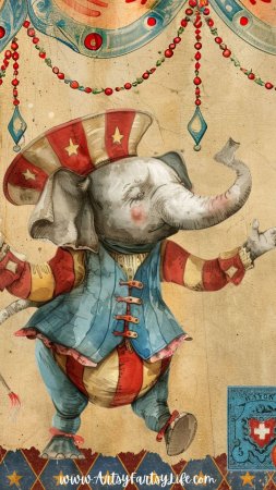 Vintage circus elephant illustration скачать фон 1080 x 1920