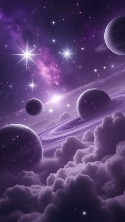 Фиолетовые космические обои галактики