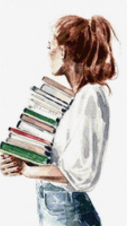 Девушка с книгой акварель
