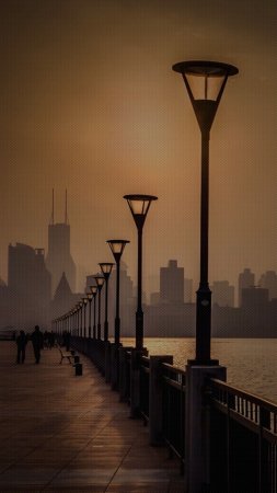 Набережная манхэттен бич нью-йорк скачать фон 1080 x 1920