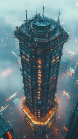 Киберпанк-небоскреб