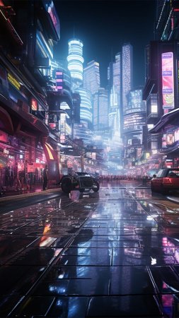 Город в стиле Киберпанк 2077