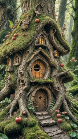 Сказочные домики скачать фон 2160 x 3840