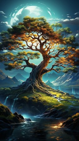 Tree of life art скачать фон 1080 x 1920