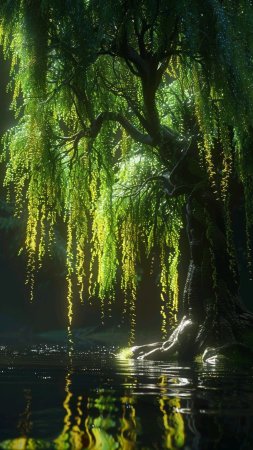 Weeping willow tree скачать фон 1080 x 1920