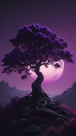 Purple tree скачать фон 1080 x 1920