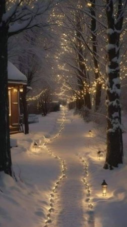 Snow and lights winter beauty скачать фон 1080 x 1920