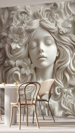 Фотообои d флизелиновые verol \ девушка барельеф в цветах\ * см скачать фон 720 x 1280