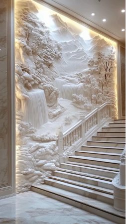 Барельеф на стене в интерьере скачать фон 1424 x 2532