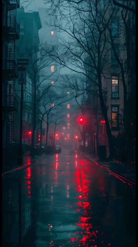 Rainy street скачать фон 1080 x 1920