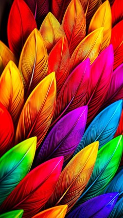 Multicolored feathers скачать фон 1080 x 1920