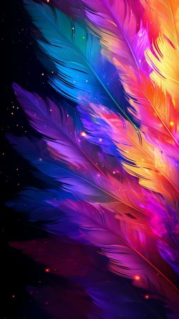 Neon feather скачать фон 2160 x 3840