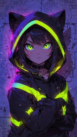 Аниме девушка кошка