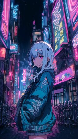 Synthwave аниме Япония киберпанк обои