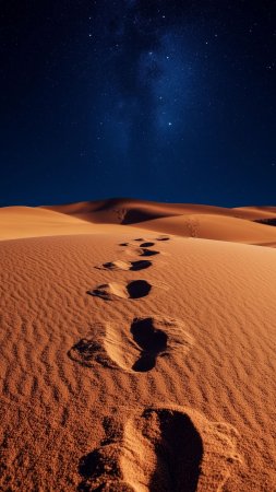 Footprint in the sand скачать фон 2160 x 3840