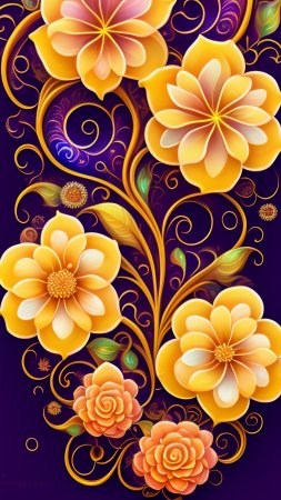Цветочные орнаменты скачать фон 1424 x 2532