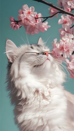 Кошка с цветами