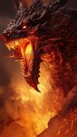 Огненный дракон арт скачать фон 1424 x 2532