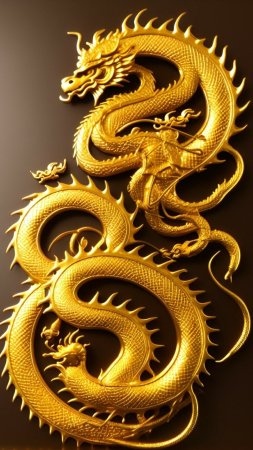 Китайский золотой дракон скачать фон 1080 x 1920
