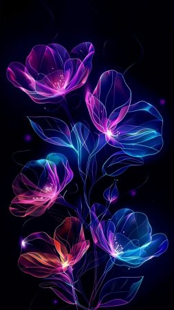 Line art flowers abstract simple color скачать фон 1424 x 2532