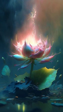 Лотос живопись скачать фон 1080 x 1920