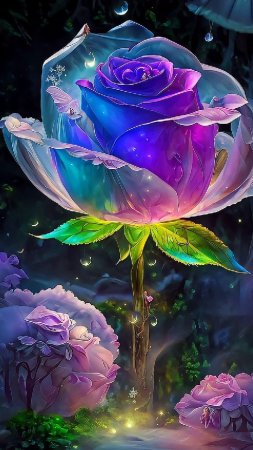 Алмазная живопись синяя роза скачать фон 720 x 1280