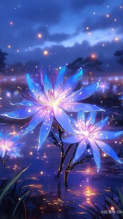 Волшебные светящиеся цветы скачать фон 720 x 1280
