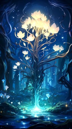 Лес фэнтези скачать фон 720 x 1280