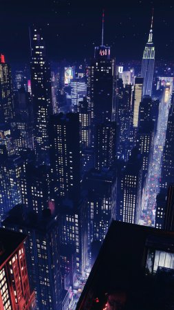 D sci-fi cyberpunk dark city scene скачать фон 1080 x 1920