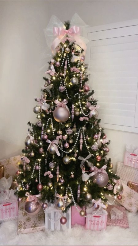 Pink christmas tree decorations