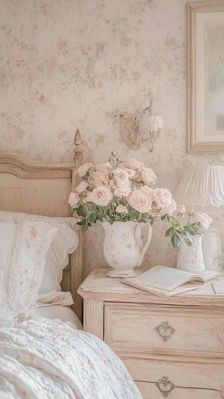 Shabby chic bedroom скачать фон 1080 x 1920