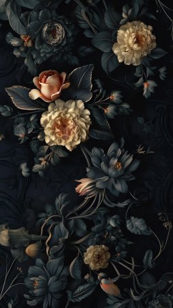 Цветы на черном фоне обои скачать фон 1424 x 2532